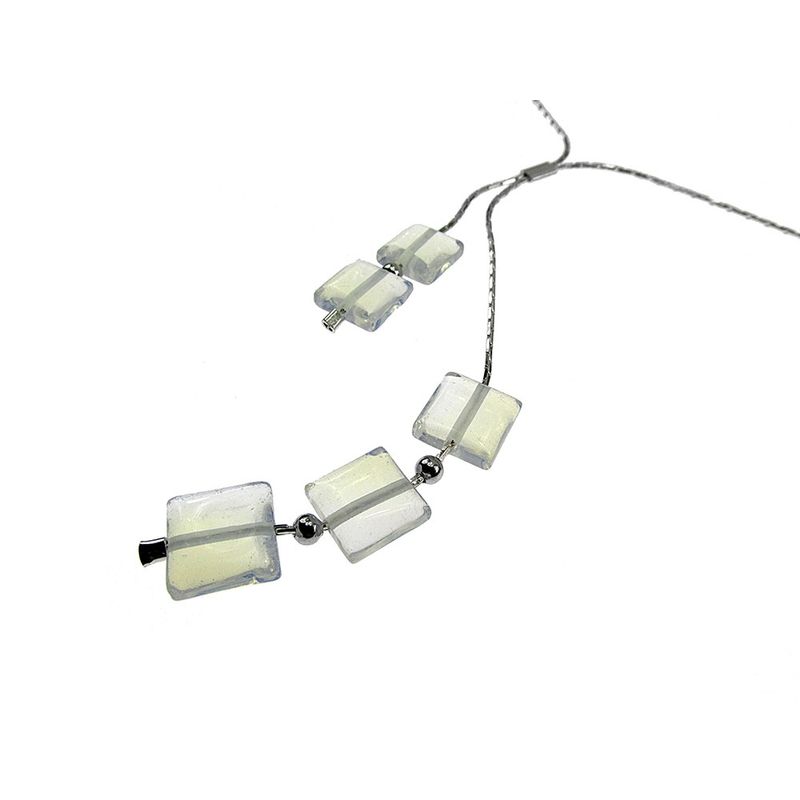 Fashion, accesorii si bijuterii - Femei - Bijuterii femei - Coliere femei - Colier argint asimetric cu opalit - Infinity.ro