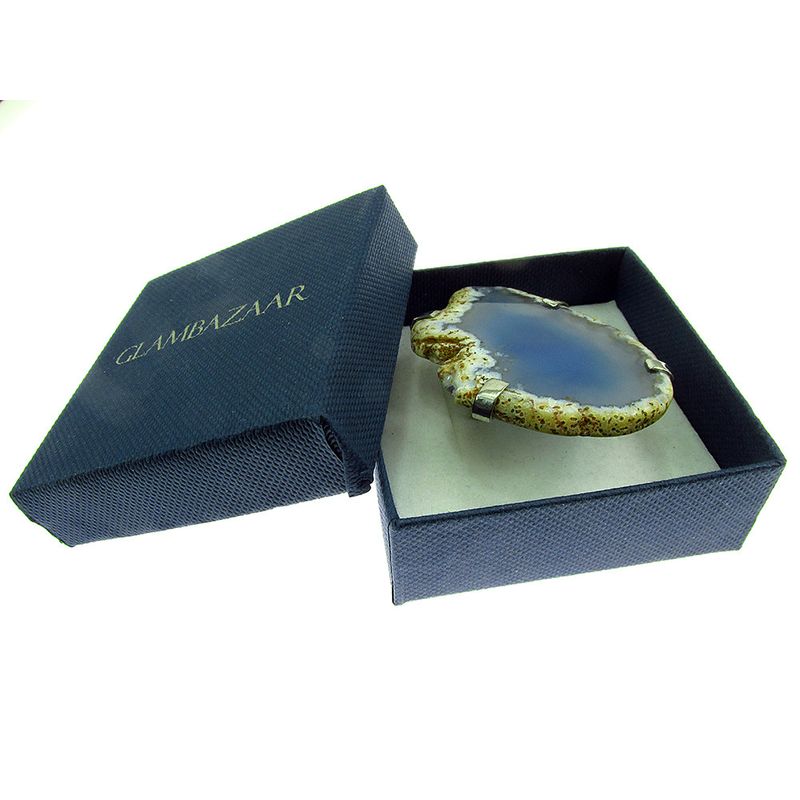 Fashion, accesorii si bijuterii - Femei - Bijuterii femei - Inele femei - Inel reglabil statement masiv cu agat albastru natural 2A - Infinity.ro