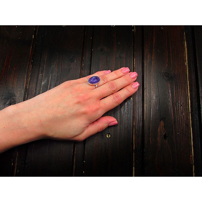 Fashion, accesorii si bijuterii - Femei - Bijuterii femei - Inele femei - Inel argint reglabil cu ametist natural fatetat 18x13 MM - Infinity.ro