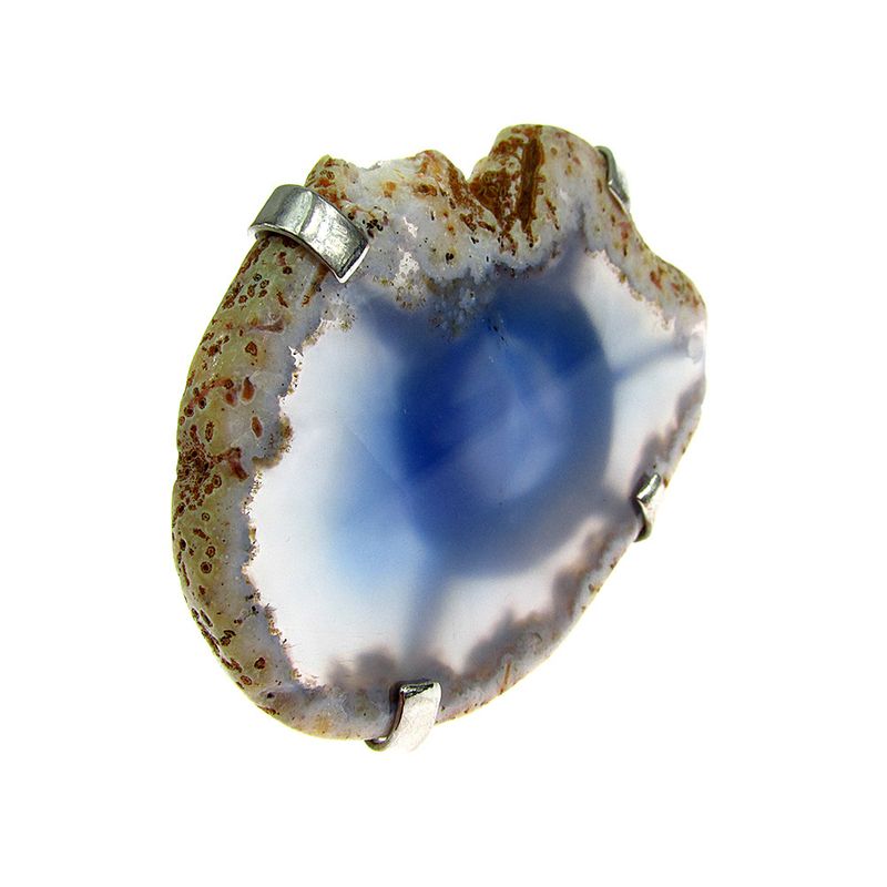 Fashion, accesorii si bijuterii - Femei - Bijuterii femei - Inele femei - Inel reglabil statement masiv cu agat albastru natural 2A - Infinity.ro