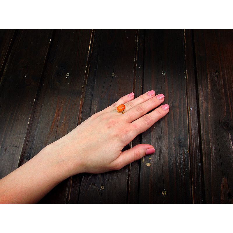 Fashion, accesorii si bijuterii - Femei - Bijuterii femei - Inele femei - Inel argint reglabil placat cu aur cu carneol 14x10 MM - Infinity.ro