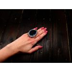 Fashion, accesorii si bijuterii - Femei - Bijuterii femei - Inele femei - Inel reglabil statement masiv cu agat negru natural 18A - Infinity.ro