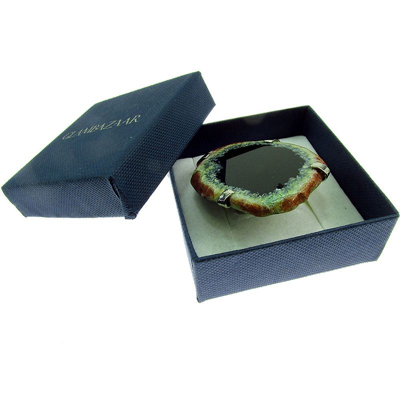 Fashion, accesorii si bijuterii - Femei - Bijuterii femei - Inele femei - Inel reglabil statement masiv cu agat negru natural 18A - Infinity.ro