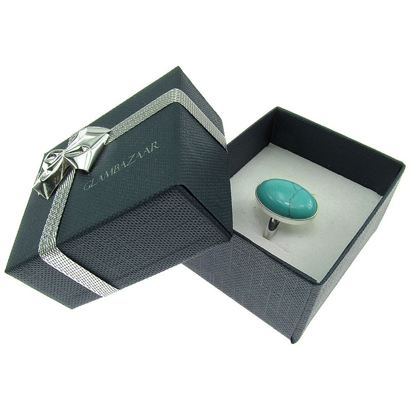 Fashion, accesorii si bijuterii - Femei - Bijuterii femei - Inele femei - Inel argint reglabil turcoaz 18x13 MM - Infinity.ro