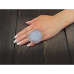 Fashion, accesorii si bijuterii - Femei - Bijuterii femei - Inele femei - Inel reglabil statement masiv cu agata alba naturala D - Infinity.ro