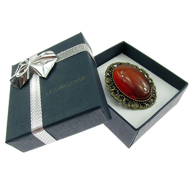 Fashion, accesorii si bijuterii - Femei - Bijuterii femei - Brose femei - Brosa/pandantiv bronz antic cu carneol natural - Infinity.ro