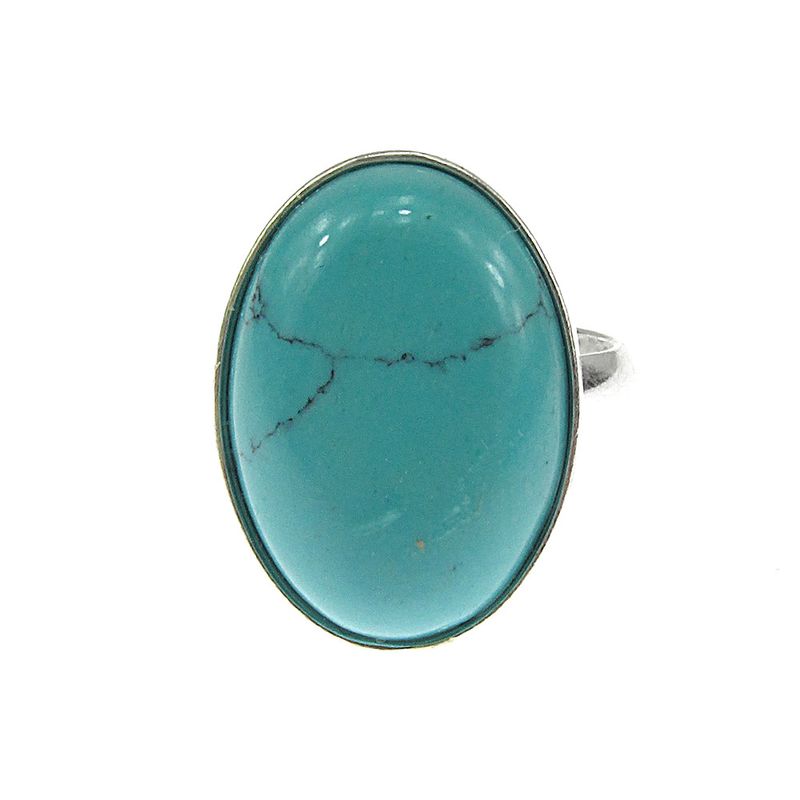 Fashion, accesorii si bijuterii - Femei - Bijuterii femei - Inele femei - Inel argint reglabil turcoaz 18x13 MM - Infinity.ro