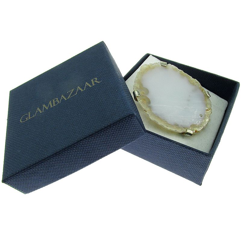 Fashion, accesorii si bijuterii - Femei - Bijuterii femei - Inele femei - Inel reglabil statement masiv cu agata alba naturala D - Infinity.ro