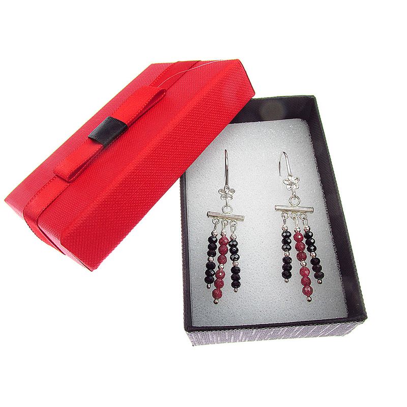 Fashion, accesorii si bijuterii - Femei - Bijuterii femei - Cercei femei - Cercei argint candelabru cu rubin si spinel fatetat - Infinity.ro