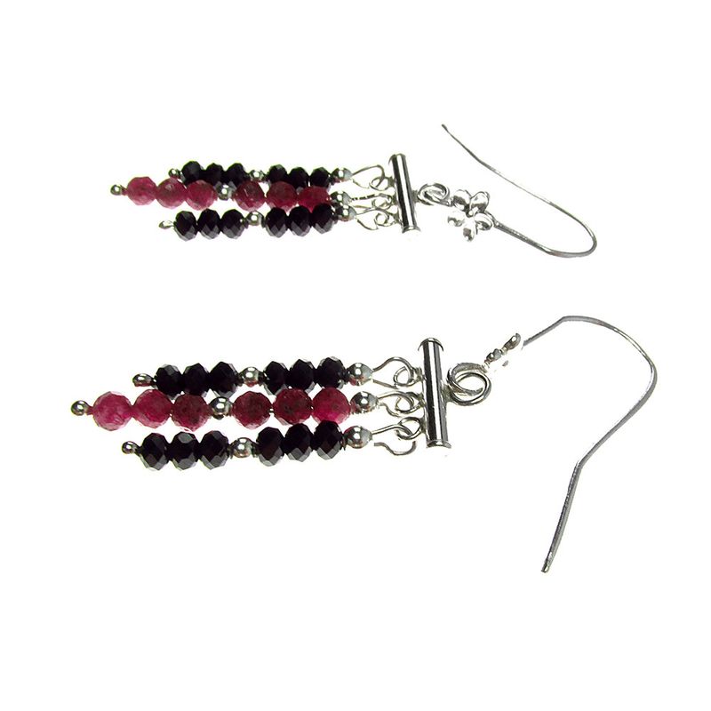 Fashion, accesorii si bijuterii - Femei - Bijuterii femei - Cercei femei - Cercei argint candelabru cu rubin si spinel fatetat - Infinity.ro