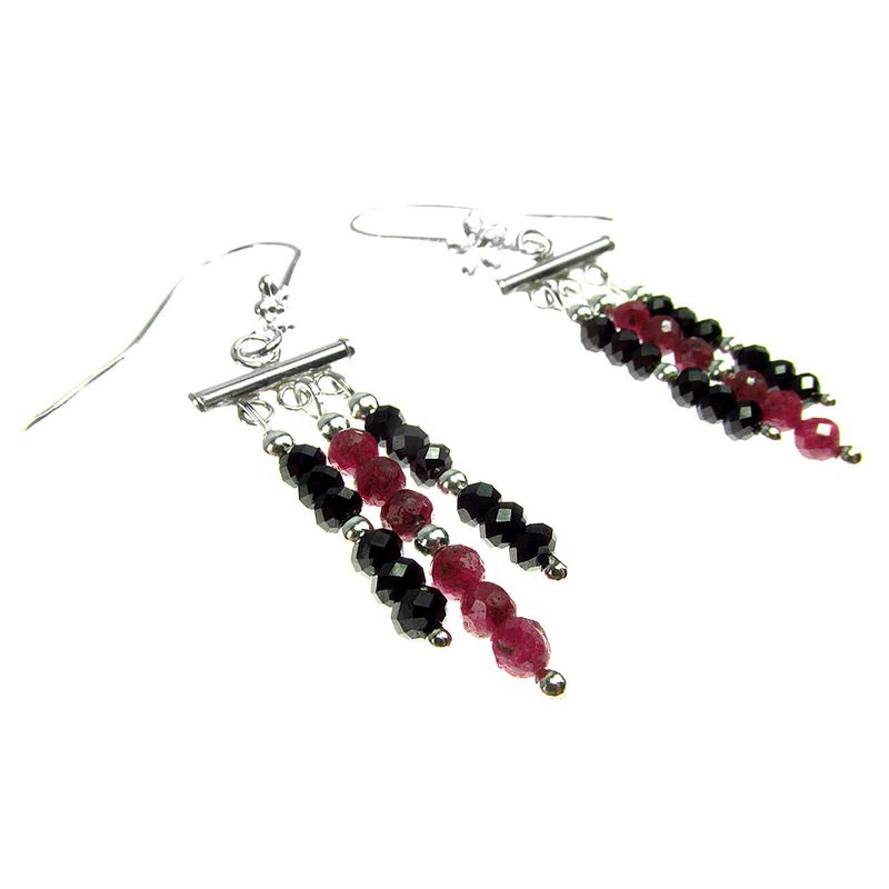 Fashion, accesorii si bijuterii - Femei - Bijuterii femei - Cercei femei - Cercei argint candelabru cu rubin si spinel fatetat - Infinity.ro