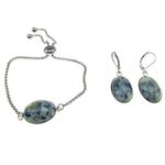 Fashion, accesorii si bijuterii - Femei - Bijuterii femei - Cercei femei - Set bratara si cercei inox cu sodalit - Infinity.ro