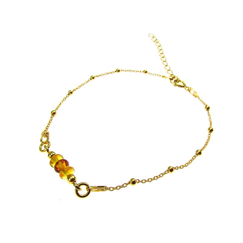 Fashion, accesorii si bijuterii - Femei - Bijuterii femei - Bratari femei - Bratara argint placata cu aur 24K si chihlimbar natural - Infinity.ro