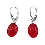Fashion, accesorii si bijuterii - Femei - Bijuterii femei - Cercei femei - Cercei argint ovali cu agate rosii 14x10 MM - Infinity.ro