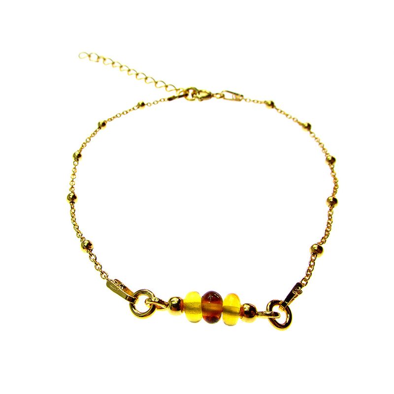 Fashion, accesorii si bijuterii - Femei - Bijuterii femei - Bratari femei - Bratara argint placata cu aur 24K si chihlimbar natural - Infinity.ro