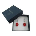 Fashion, accesorii si bijuterii - Femei - Bijuterii femei - Cercei femei - Cercei argint ovali cu agate rosii 14x10 MM - Infinity.ro