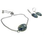 Fashion, accesorii si bijuterii - Femei - Bijuterii femei - Cercei femei - Set bratara si cercei inox cu sodalit - Infinity.ro