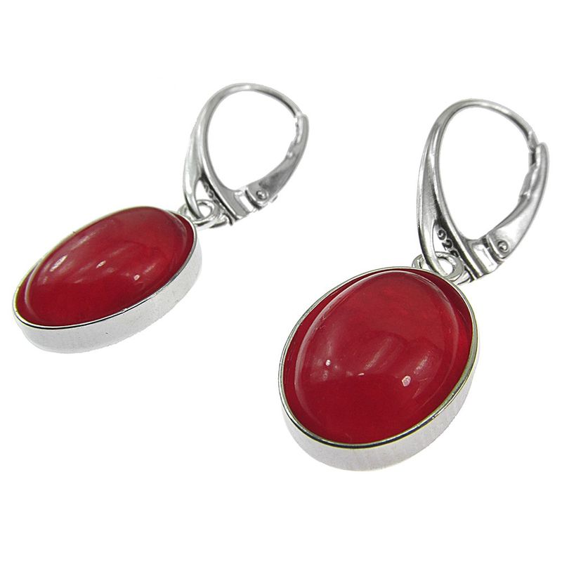 Fashion, accesorii si bijuterii - Femei - Bijuterii femei - Cercei femei - Cercei argint ovali cu agate rosii 14x10 MM - Infinity.ro