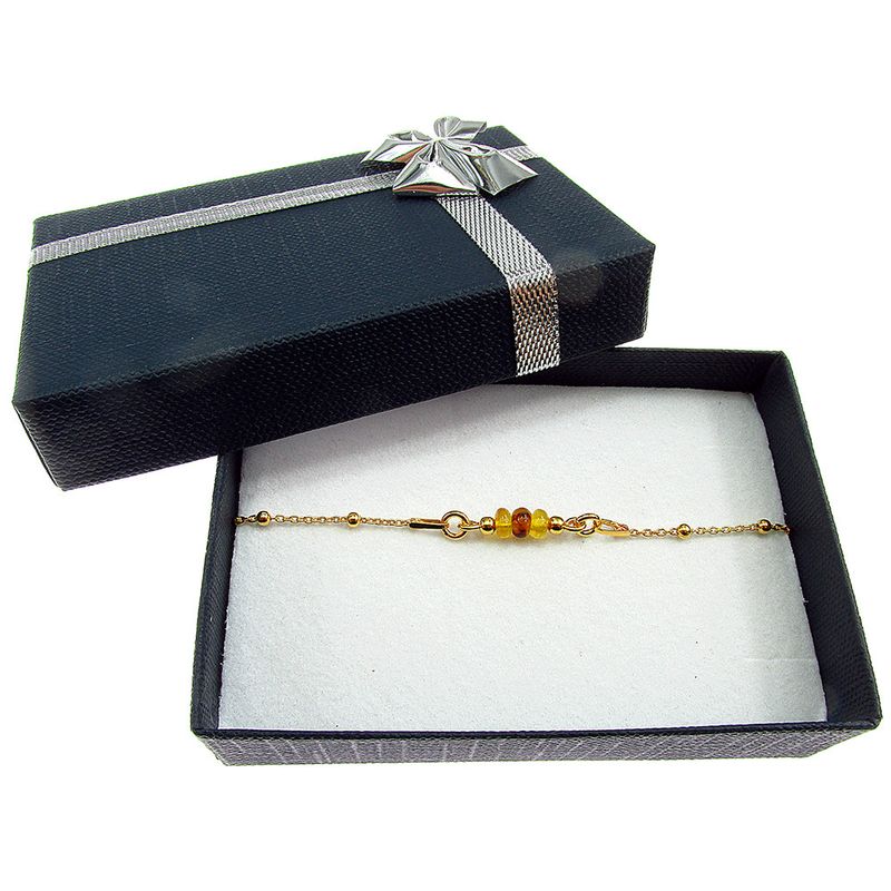 Fashion, accesorii si bijuterii - Femei - Bijuterii femei - Bratari femei - Bratara argint placata cu aur 24K si chihlimbar natural - Infinity.ro