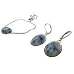 Fashion, accesorii si bijuterii - Femei - Bijuterii femei - Cercei femei - Set bratara si cercei inox cu sodalit - Infinity.ro