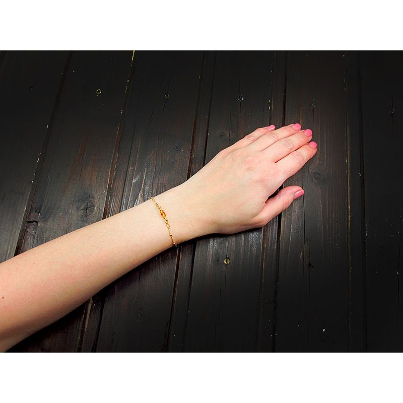 Fashion, accesorii si bijuterii - Femei - Bijuterii femei - Bratari femei - Bratara argint placata cu aur 24K si chihlimbar natural - Infinity.ro