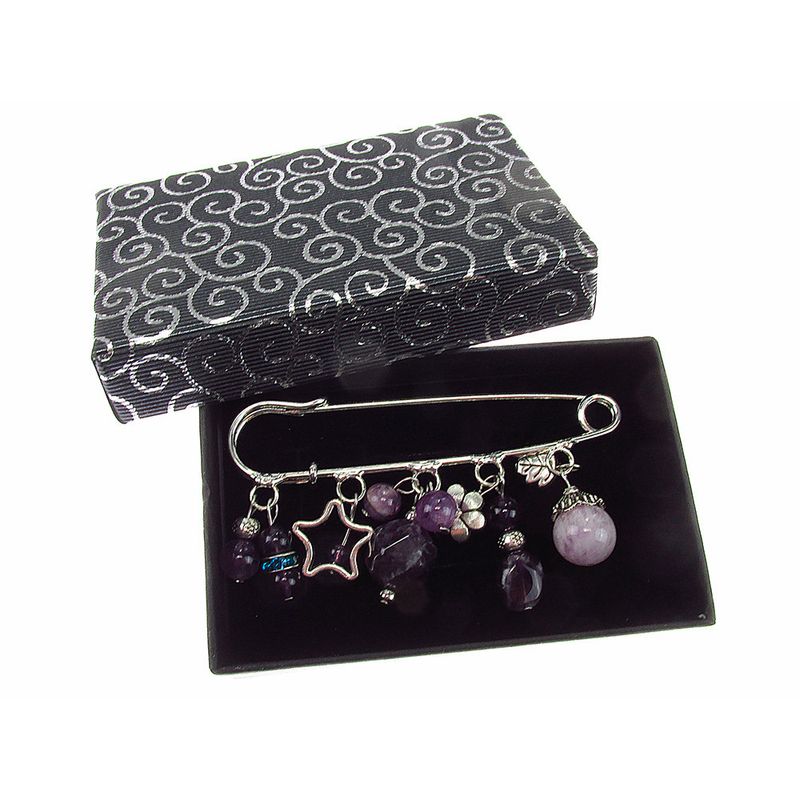 Fashion, accesorii si bijuterii - Femei - Bijuterii femei - Brose femei - Brosa ac de siguranta supradimensionat cu ametist - Infinity.ro