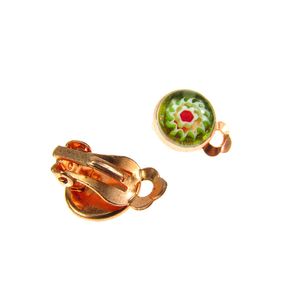Cercei clips Millefiori verde 10 MM