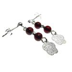 Fashion, accesorii si bijuterii - Femei - Bijuterii femei - Cercei femei - Cercei argint floricica si chihlimbar rosu - Infinity.ro