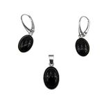 Fashion, accesorii si bijuterii - Femei - Bijuterii femei - Cercei femei - Set argint cu onix oval 14x10 MM - Infinity.ro