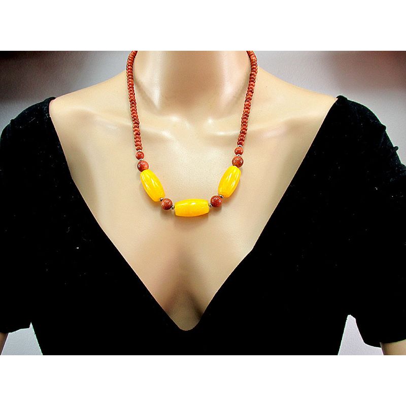 Fashion, accesorii si bijuterii - Femei - Bijuterii femei - Cercei femei - Set Piatra Soarelui maro si jad galben - Infinity.ro