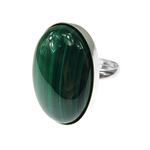 Fashion, accesorii si bijuterii - Femei - Bijuterii femei - Inele femei - Inel argint reglabil masiv cu malachit natural 25x18 MM - Infinity.ro