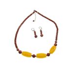 Fashion, accesorii si bijuterii - Femei - Bijuterii femei - Cercei femei - Set Piatra Soarelui maro si jad galben - Infinity.ro