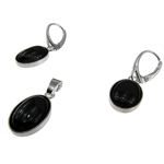 Fashion, accesorii si bijuterii - Femei - Bijuterii femei - Cercei femei - Set argint cu onix oval 14x10 MM - Infinity.ro