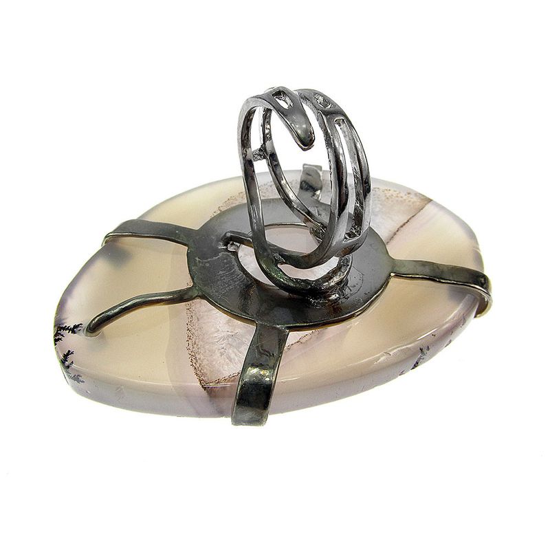 Fashion, accesorii si bijuterii - Femei - Bijuterii femei - Inele femei - Inel reglabil statement masiv cu agat gri natural A - Infinity.ro