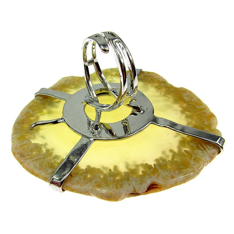 Fashion, accesorii si bijuterii - Femei - Bijuterii femei - Inele femei - Inel reglabil statement masiv cu agat galben 8A - Infinity.ro