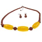 Fashion, accesorii si bijuterii - Femei - Bijuterii femei - Cercei femei - Set Piatra Soarelui maro si jad galben - Infinity.ro