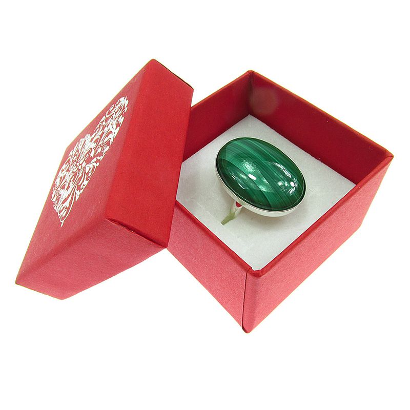 Fashion, accesorii si bijuterii - Femei - Bijuterii femei - Inele femei - Inel argint reglabil masiv cu malachit natural 25x18 MM - Infinity.ro