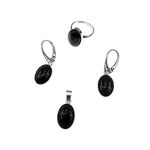 Fashion, accesorii si bijuterii - Femei - Bijuterii femei - Cercei femei - Set argint complet onix oval 14x10 MM cu lantisor inclus - Infinity.ro
