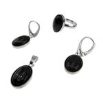 Fashion, accesorii si bijuterii - Femei - Bijuterii femei - Cercei femei - Set argint complet onix oval 14x10 MM cu lantisor inclus - Infinity.ro
