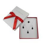 Fashion, accesorii si bijuterii - Femei - Bijuterii femei - Cercei femei - Set argint complet onix oval 14x10 MM cu lantisor inclus - Infinity.ro