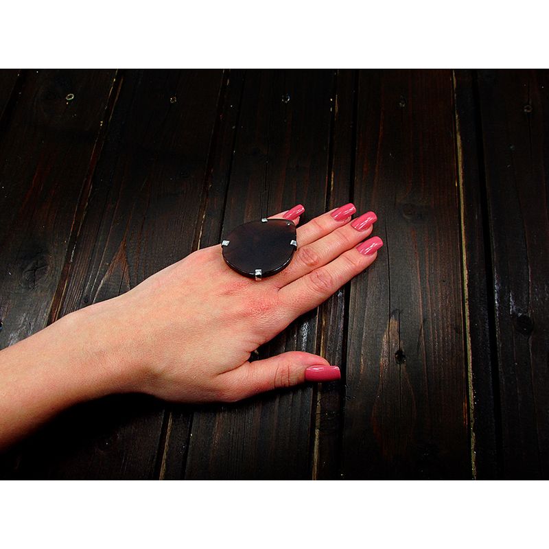 Fashion, accesorii si bijuterii - Femei - Bijuterii femei - Inele femei - Inel reglabil statement masiv cu agat caramiziu 9A - Infinity.ro