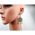 Fashion, accesorii si bijuterii - Femei - Bijuterii femei - Cercei femei - Cercei mari Floarea Vietii cu aventurin natural - Infinity.ro