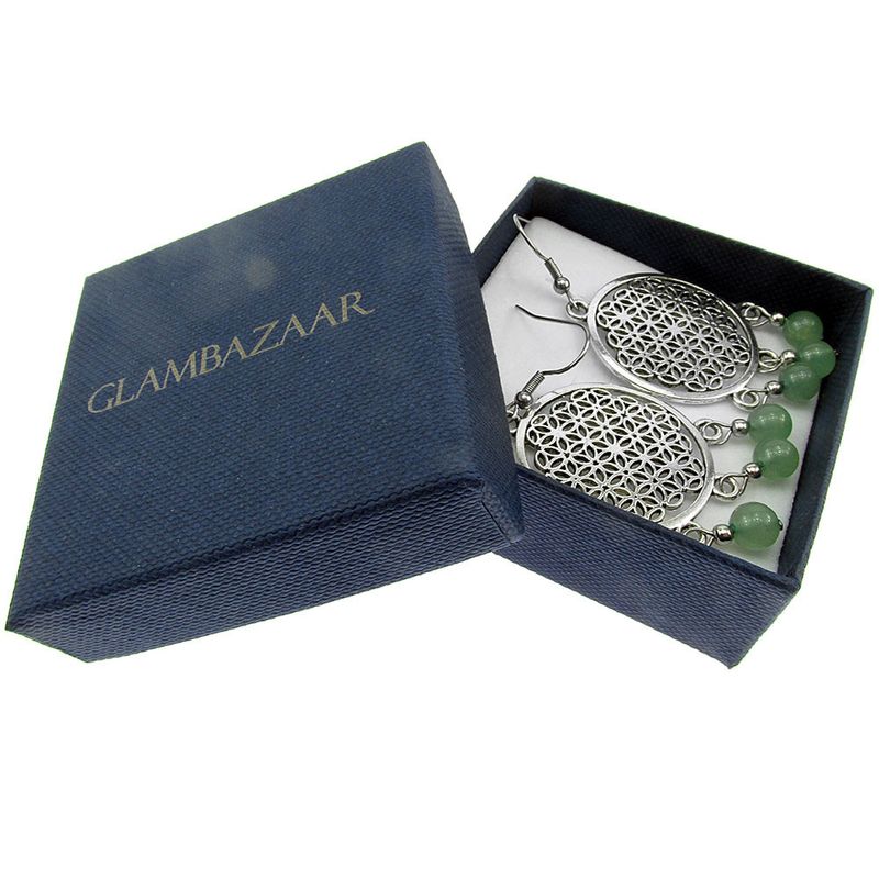 Fashion, accesorii si bijuterii - Femei - Bijuterii femei - Cercei femei - Cercei mari Floarea Vietii cu aventurin natural - Infinity.ro