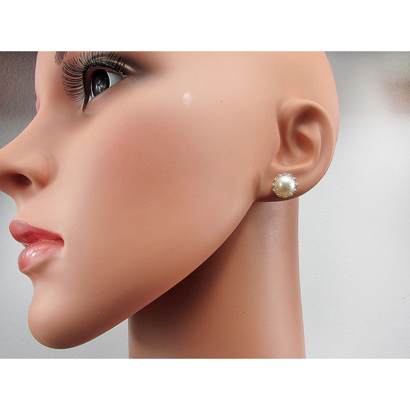 Fashion, accesorii si bijuterii - Femei - Bijuterii femei - Cercei femei - Cercei argint coroana perle de cultura albe 8 MM - Infinity.ro