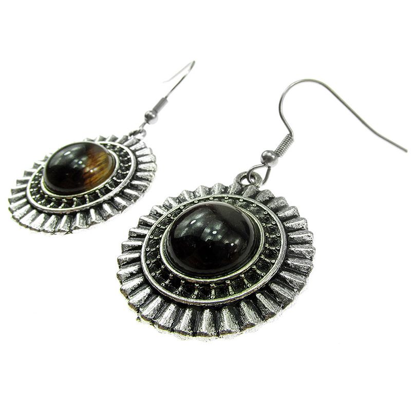 Fashion, accesorii si bijuterii - Femei - Bijuterii femei - Cercei femei - Cercei candelabru model raze cu ochi de tigru natural - Infinity.ro