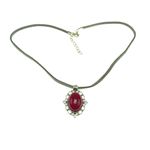 Fashion, accesorii si bijuterii - Femei - Bijuterii femei - Pandantive femei - Pandantiv retro cu jad fucsia natural 18x13 MM - Infinity.ro