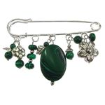 Fashion, accesorii si bijuterii - Femei - Bijuterii femei - Brose femei - Brosa ac de siguranta supradimensionat cu malachit - Infinity.ro