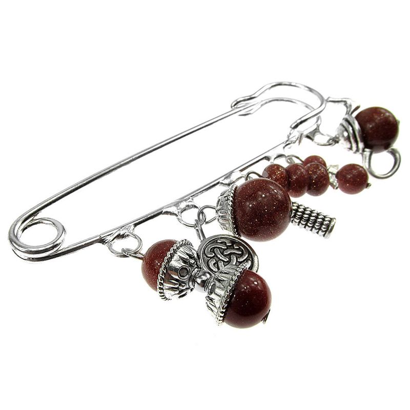 Fashion, accesorii si bijuterii - Femei - Bijuterii femei - Brose femei - Brosa ac de siguranta supradimensionat piatra soarelui maro - Infinity.ro