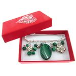 Fashion, accesorii si bijuterii - Femei - Bijuterii femei - Brose femei - Brosa ac de siguranta supradimensionat cu malachit - Infinity.ro