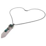 Fashion, accesorii si bijuterii - Femei - Bijuterii femei - Coliere femei - Colier inox pandantiv cuart roz cu un varf - Infinity.ro